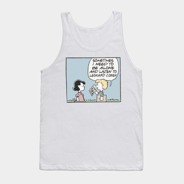 Leonard Cohen / Vinyl Obsessive Comic / Fan Art Design Tank Top by DankFutura